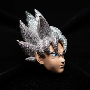 Colgante de Plata 925 con Moissanita, Diseño de Cara de Anime, Corte Brillante Redondo, Microincrustaciones, Unisex, 55g, Regalo de Joyería - Product Image 3
