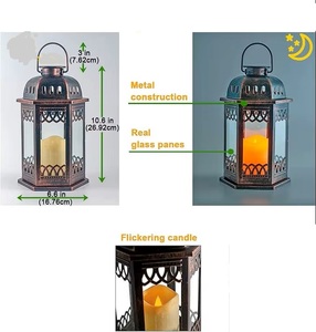 Juego de 2 Faroles Navideños de Estilo Marroquí Moderno, Ecológicos, Reutilizables, de Metal con Forma Hexagonal, Decoración Directa de Fábrica - Product Image 2
