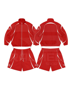 Sporty <b>Tracksuit</b> 2 Piece Stand Collar Jacket and Shorts Set Quick Dry Polyester Autumn Wear Regular Fit <b>Tracksuit</b> - Product Image 4