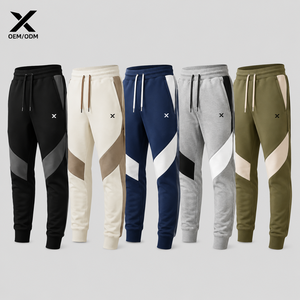 Pantalon de survêtement professionnel X Sports City pour homme, coupe colorée, taille élastique avec cordon de serrage, design épissé, style décontracté, coton et élasthanne - Product Image 1