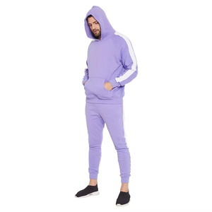 Conjuntos Deportivos Personalizados al por Mayor, Color Morado, Sudadera con Capucha para Hombre, 80% Algodón, 20% Poliéster, para Correr - Product Image 4