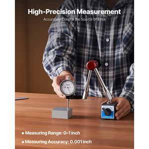 Indicador de Precisión de 0.001 Pulgadas con Base Magnética Flexible, Rango de 0-1 Pulgada, Brazo Largo Ajustable - Product Image 2