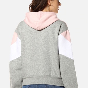 Sudadera de Punto de Manga Larga para Mujer, Color Gris, Rosa y Blanco, Estilo Casual para Otoño, con Capucha - Product Image 2
