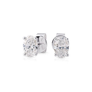 Pendientes de Oro de 14K con Diamante Cultivado en Laboratorio, Corte Ovalado, 1 CT, Solitario, Certificado IGI, Chapado en Rodio, Joyería de Lujo para Fiestas y Eventos - Product Image 1