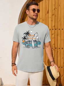 Camisetas unisex de manga corta |   Camisa Hawaiana Informal de Corte Regular con Estampado de Palmeras y Flores, Logotipo Frontal, Secado Rápido y Transpirable - Product Image 5