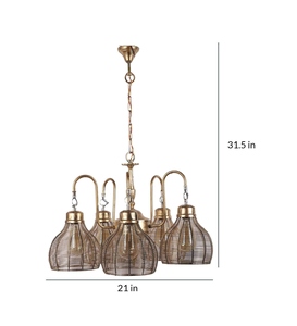 Wholesale Antique Brass Wire Cage Chandelier Bulk Vintage Mesh Pendant Light Factory Price <b>Retro</b> Classic Hanging Lamp - Product Image 2