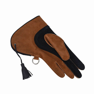 Gants de fauconnerie en cuir respirant marron et noir en daim, longueur poignet, style rétro décontracté pour l'extérieur, utilisation hivernale - Product Image 3