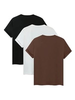 Lot de 3 T-shirts décontractés pour hommes 100 % coton, respirants, prérétrécis, lavage enzymatique, écologiques, anti-plis, séchage rapide, coupe ample, manches courtes