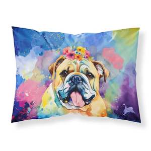 Funda De Almohada estándar de Bulldog Inglés Hippie Dawg, ligera, supersuave, fácil de cuidar, ilustraciones decorativas para fundas de cojines - Product Image 1