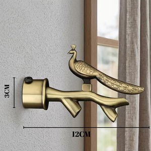 Antique Brass Peacock Curtain Holdbacks Traditional Design Decorative Window Accessories - Product Image 4