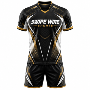เสื้อฟุตบอลแบบสั่งทำพิเศษของ Swipe Wire Sports รุ่น Unisex คอวี แขนสั้น ผ้าโพลีเอสเตอร์ระบายเหงื่อได้ดี ทรงปกติ ชุดยูนิฟอร์ม - Product Image 6
