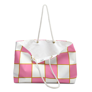 Pink and White Striped Weekender Bag Beach Tote Vacation Essentials Travel Carryall Large Capacity <b>Summer</b> Womens <b>Handbag</b> Gift - Product Image 3