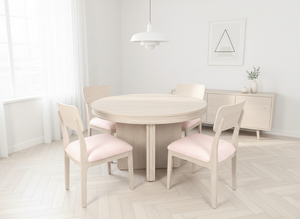 Ensemble de table basse ronde moderne avec 4 chaises, construction en frêne massif et placage MDF, design durable et léger - Product Image 5