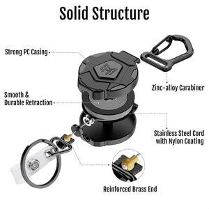 Set da 2 Portachiavi Retrattili in Acciaio Resistente da 31,5 cm, Porta Badge Tattico con Moschettone e Portachiavi Promozionali - Product Image 2