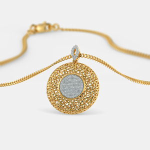 Yellow Gold Filigree Circle Lab Grown Diamond Pendant Necklace - Product Image 3