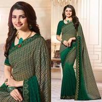 FATEMA FASHION Saree indien traditionnel en georgette imprimée pour femme, style Bollywood, séchage rapide, style pakistanais, idéal pour les mariages et les fêtes