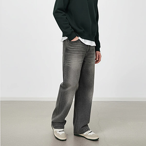 Jeans de Mezclilla para Hombre, Diseño Nuevo, Corte Holgado y Recto, Color Negro Lavado, Cintura Media, Transpirables, de Algodón, Spandex y Poliéster - Product Image 3
