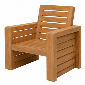 Chaise de jardin extérieure contemporaine en teck massif, écologique et imperméable |   Fauteuil de patio de luxe pour resort |   Chaise résistante aux intempéries - Product Image 3