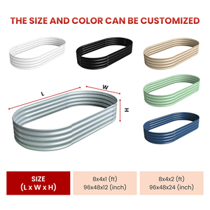 Bac de Jardin Surélevé Ovale en Acier Galvanisé Grand Format pour Extérieur – Jardinière pour Légumes, Herbes et Racines GB02812 - Product Image 3