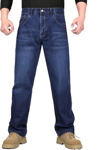 Pantalon décontracté de luxe simple pour homme, style vintage, en jean délavé, coupe slim, jambe droite élastique, pour l'automne/hiver - Product Image 4