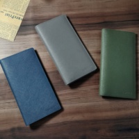 [Produk Unggulan] Dompet Panjang Kulit Saffiano Berkualitas Tinggi Castello, Bukaan Terbuka, Warna Navy Grey Green Black, Unisex, Lapisan Poliester