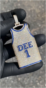 CONCEPTION Joyería para Hombre y Mujer, Cadena de Cuerda con Colgante Grande DEE Jersey 1, Acabado en Oro 9k 10k 14k 18k, Plata 925 Iced, con Sello - Product Image 2