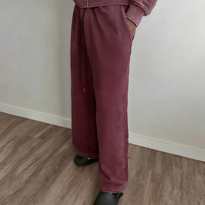 Pantalon décontracté délavé à l'acide, impression sérigraphiée personnalisée, survêtement vieilli, pantalon de survêtement évasé à cordon, pantalon de survêtement vintage délavé à l'acide pour homme - Product Image 3