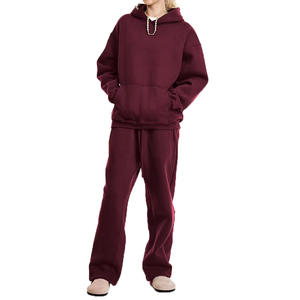 Survêtement décontracté et ample à coupe évasée, avec manches surdimensionnées, taille élastique et tissu doux au toucher - Product Image 1