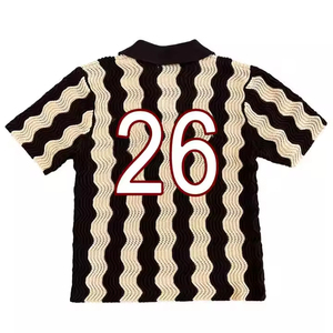 Camiseta de fútbol de malla a rayas con logo personalizado, manga corta, holgada, de punto de ganchillo, con letras, camiseta de fútbol de malla de ganchillo con ondas - Product Image 2