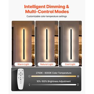 Applique da Esterno Moderne da 120 cm (47.2 pollici) - Confezione da 2, Impermeabili IP65, 2700K/6000K, Alimentazione CA - Product Image 6