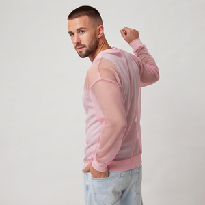 Sweat-shirt sexy en maille unisexe, transparent, à manches longues, col rond, vêtements de nuit, sweat-shirts transparents sexy - Product Image 6