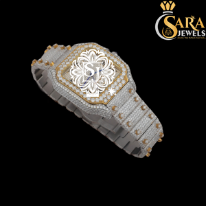 Montre en acier inoxydable avec moissanite noire élégante de qualité supérieure, style diamant, pour les célébrations et le style hip-hop, disponible à la vente - Product Image 1