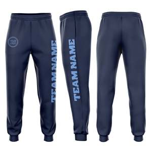 Pantalones Deportivos Personalizables Azul Marino para Hombre con Estampado del Nombre del Equipo en Rojo, Cintura Elástica, Joggers Casuales, Tejido de Punto Transpirable de Peso Medio - Product Image 5