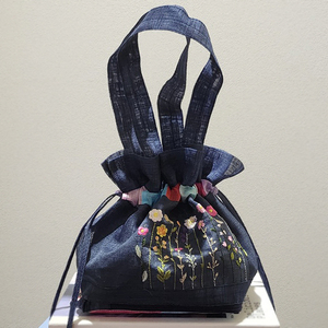 Sac fourre-tout coréen traditionnel recyclable Goyu, convertible avec cordon de serrage, patchwork Jogakbo brodé, sac cadeau réutilisable, sac à main - Product Image 5