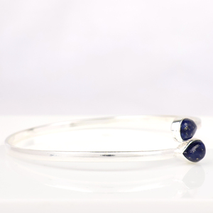 Wholesale Brass Silver Plated Flower Natural Malachite Opaque Gemstone Teardrop Cuff Bangle Boho Wedding Big Two <b>Stone</b> <b>Bracelet</b> - Product Image 4