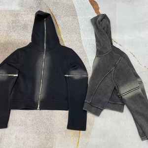 Sudadera con Capucha de Felpa Gruesa 100% Algodón de Alta Calidad, Estilo Vintage con Lavado Ácido y Batik, para Hombre, Diseño Sólido, Estilo Invernal, Talla Grande - Product Image 3