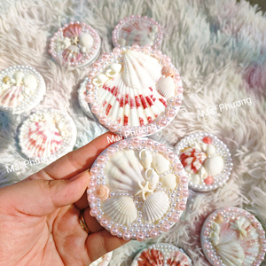 Vintage Seashell <b>Handheld</b> <b>Mirror</b> Natural Shell Handmade Durable for Living Room Bathroom and Gift Market - Product Image 5