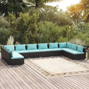 Conjunto Modular Grande de Muebles de Jardín de Ratán Sintético Negro - Product Image 1