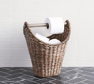 Panier à papier toilette autoportant en jacinthe d'eau tressée, écologique, pour rangement de salle de bain, style minimaliste, pour maison, hôtel, vente en gros, B2B - Product Image 1
