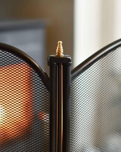 Protector de Chimenea Metálico con Pantalla de Arco, Plegable de Tres Paneles, Malla Fina, Resistente al Calor, Protector de Hogar Independiente - Product Image 2