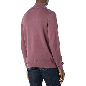 Men's <b>Purple</b> Quarter Zip Knitted Sweater Regular Fit Solid Color Stand Collar Casual Autumn Wear Accept Custom Designs - Product Image 3