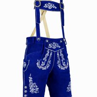 Lederhosen alpins bleus pour hommes en cuir véritable, tailles européennes 46 à 60