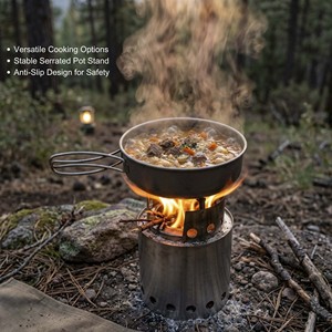 Estufa Portátil de Leña de Acero Inoxidable 304, Sin Humo, Combustión Secundaria, para Acampar, Cocinar al Aire Libre, Senderismo, Utensilios de Cocina - Product Image 4