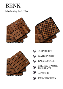 Morden กระเบื้องปูพื้นไม้กลางแจ้งดีไซน์ทันสมัยพื้นไม้อะคาเซียสำหรับสวนระเบียงพื้นไม้สำหรับพื้นที่กลางแจ้ง - Product Image 6