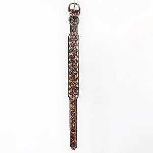 Floral Pattern <b>Leather</b> Dog Collar with <b>Rivet</b> Buckle Classic Style Adjustable for All Seasons - Product Image 1