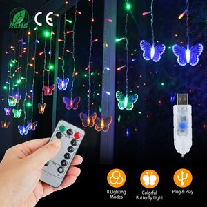 Luci a Stringa USB con 8 Modalità, Lampade a Farfalla LED Colorate per Tende Luminose Natalizie - Product Image 1