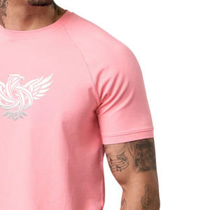 Custom <b>Mens</b> Casual <b>Pink</b> Oversized Jersey Performance T-<b>Shirt</b> 100% Cotton Quick Dry Breathable Front Custom Brand Gym Workout - Product Image 4