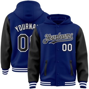 เสื้อแจ็คเก็ตฮู้ดดี้แบบมีกระดุมสองสี แดง-ขาว รุ่น Royal Bomber ของ OMMIZ INDUSTRY ขายส่งโดยตรง รับผลิตตามแบบ - Product Image 2