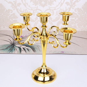 Candelabro de Latón de 5 Brazos, Portavelas Dorado de Múltiples Brazos, Centro de Mesa Decorativo para el Hogar, Comedor y Sala de Estar - Product Image 3