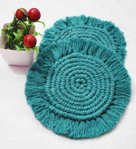 Sous-verres ronds en macramé, style bohème, en coton, pour la table à manger, accessoires de décoration, lot de sous-verres pour la table à manger, pour réchauffer les plats. - Product Image 1